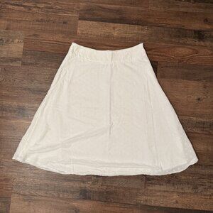 Gap White Cotton Flare Skirt with Floral Eyelets 10